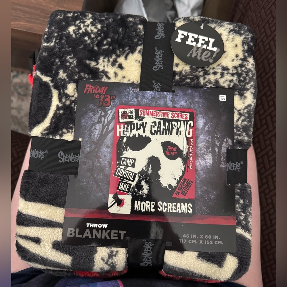 Spencer's Friday the 13th Black and Cream Blanket